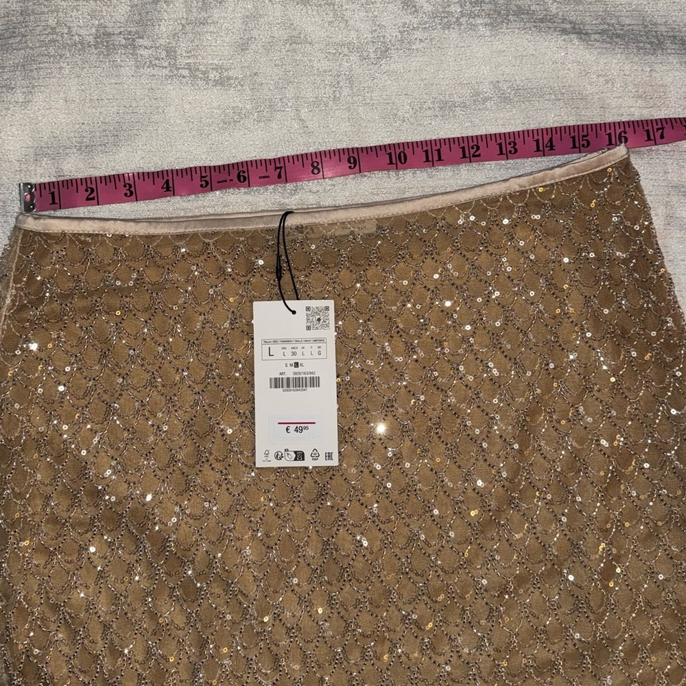 Zara Dress Gold Sequin Skirt, size Large, NWT - Picture 12 of 13
